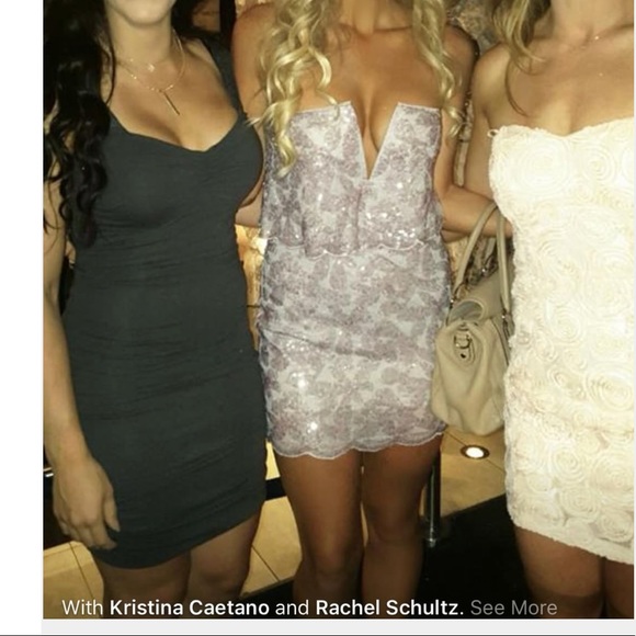 BCBG Lilac/Mauve Deep V Mini Dress - Picture 4 of 4